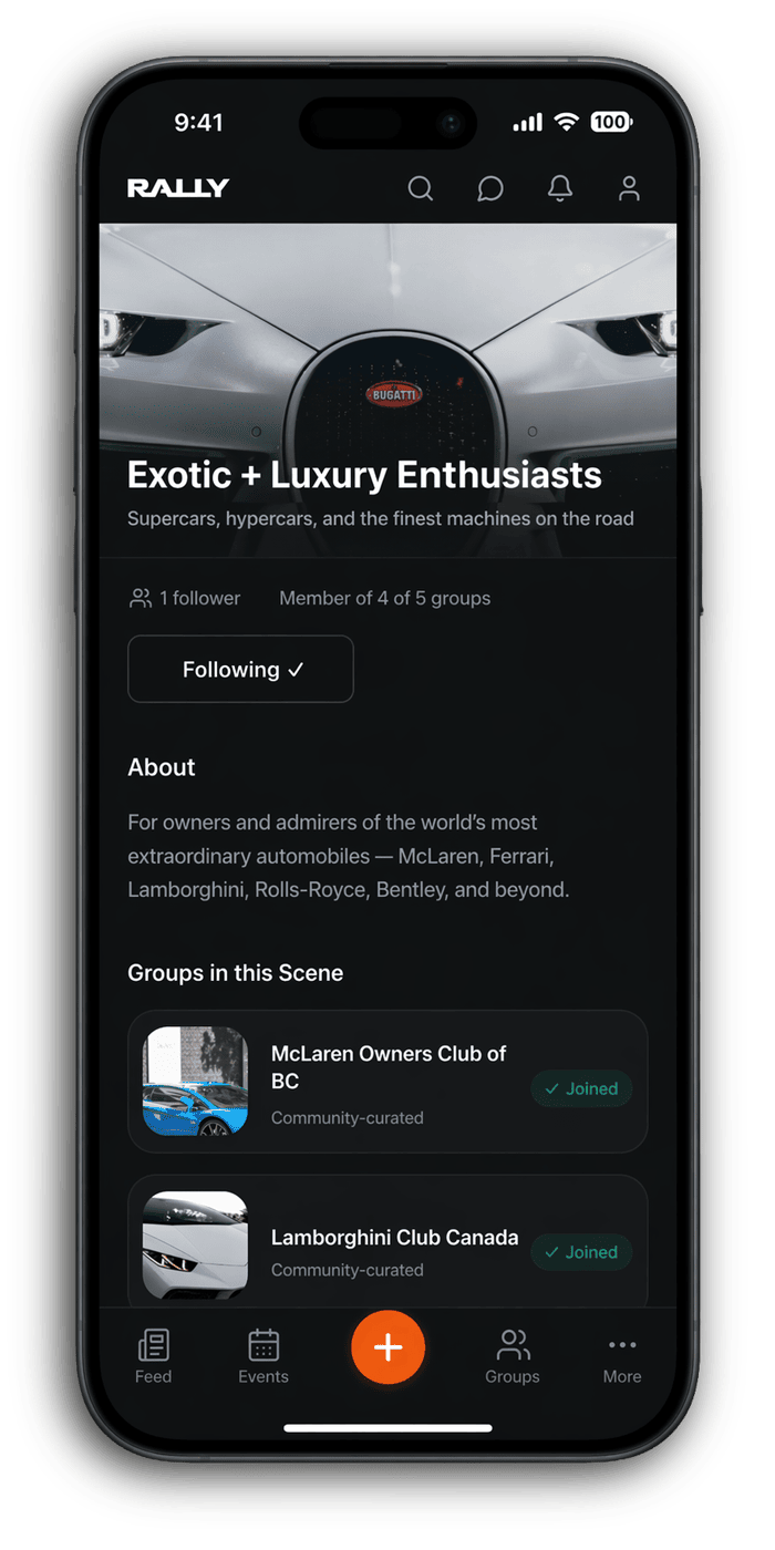 Rally — car culture social app